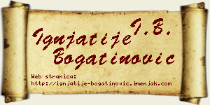 Ignjatije Bogatinović vizit kartica